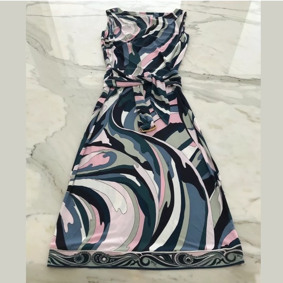 EMILIO PUCCI PINK MULTI BELTED DRESS SIZE IT 42 / US 8 NWOTS! - Picture 7 of 13